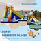 Kids Inflatable Water Bouncer With Soccer Zone Slides Climbing Wall And Splash Pool